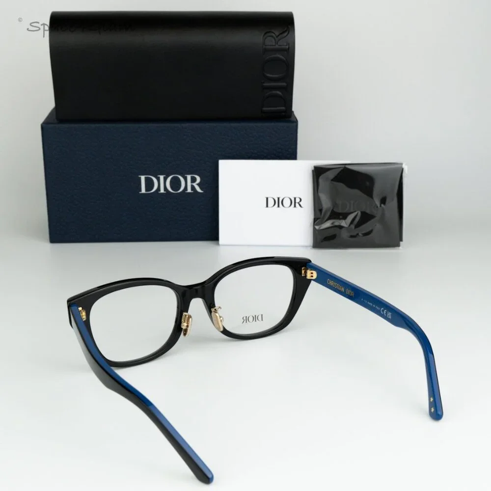 BRAND NEW Dior LAPARISIENNEDIORO S4F 1000 Black Blue Demo Women Round Eyeglasses